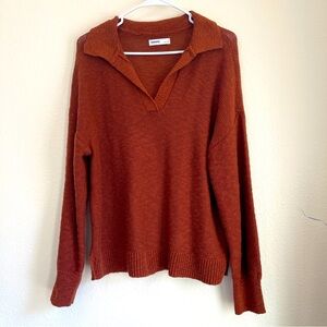 Sonoma Collared Sweater Cotton Oversized Burnt Orange L